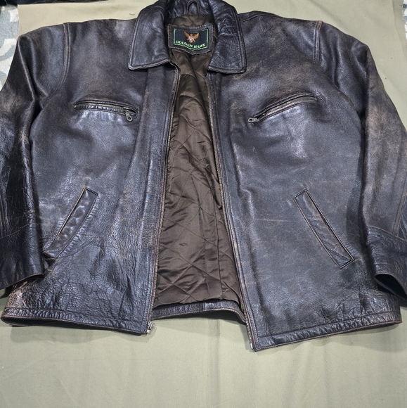 Golden Hawk Men Vintage Leather Jacket - Picture 3 of 10